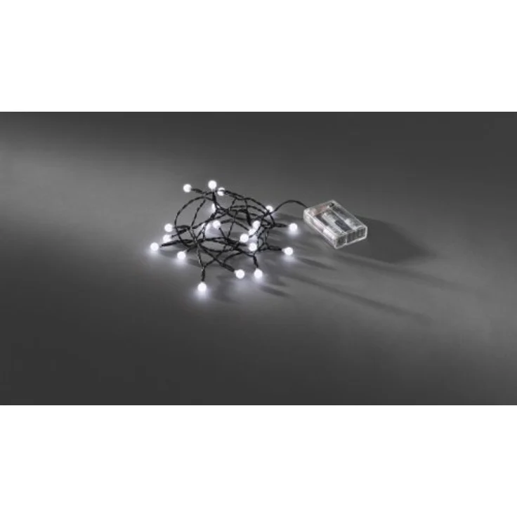 Konstsmide LED Globelichterkette, runde Dioden, 6h Timer, 50 kalt weiße Dioden, batteriebetrieben, Innen, schwarzes Kabel - 1492-207, Kaltweiß – Bild 2