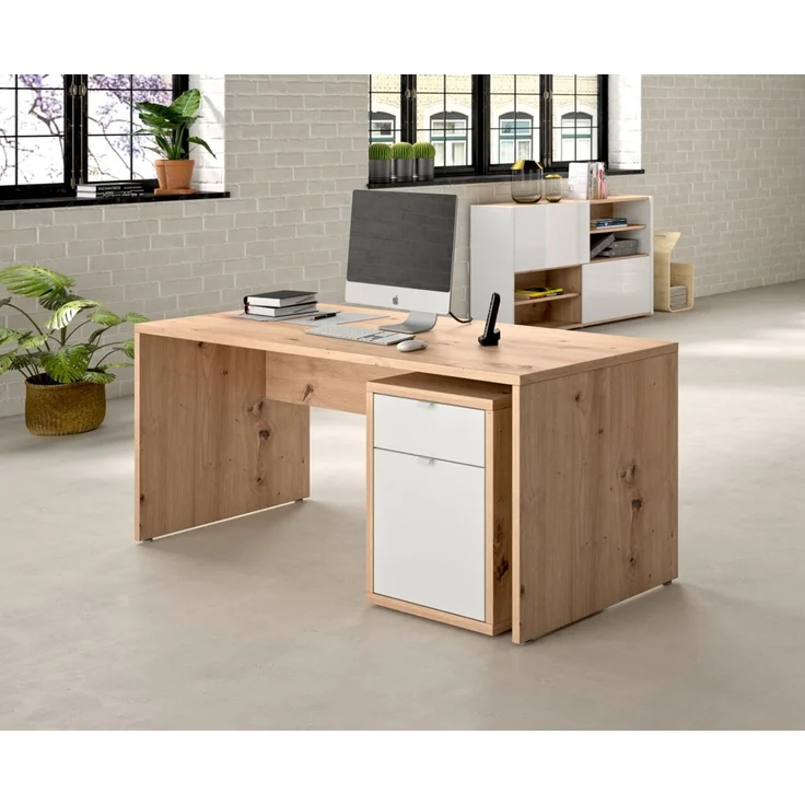 XORA 'PUNTO 2.0' Standcontainer, Holznachbildung Eiche Artisan Weiß, 52 x 65 x 44 cm, mit Schublade – Bild 4
