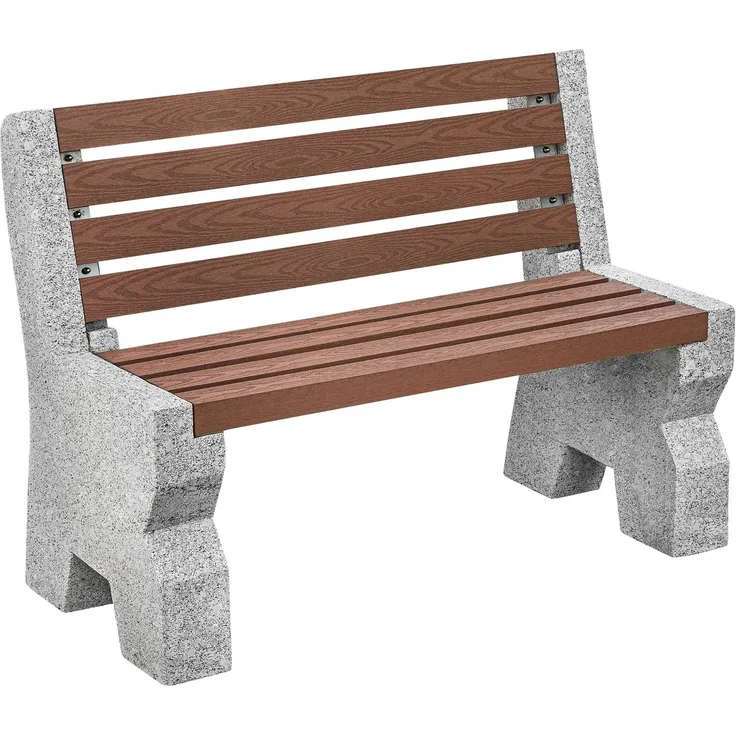 Dehner Gartenbank 2-Sitzer, 114 x 75 x 52 cm, Granit/WPC, grau/braun, witterungsbeständig und langlebig