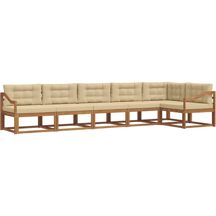 vidaXL Outdoor-Sofagarnitur 6 stk. 6-Sitzer Natur und Beige 3367666 – Bild 2
