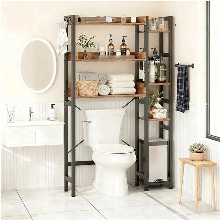 Relaxdays Toilettenregal 3 Ebenen mit Seitenablage – Bild 2