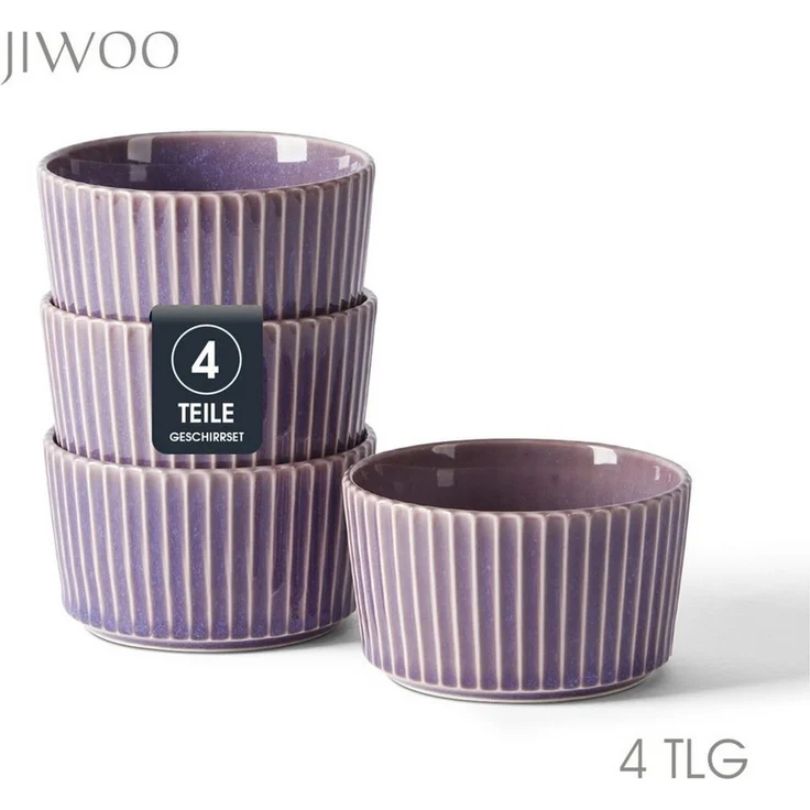 JIWOO Schale 4er Ø11cm, Müslischale Dessertschale Eisschale Obstschale Snackschale, Keramik, (Set, 4-tlg), 4,5 Zoll Hochwertiges Schalen Lila Mikrowellenofen Spülmaschine Bowl – Bild 1