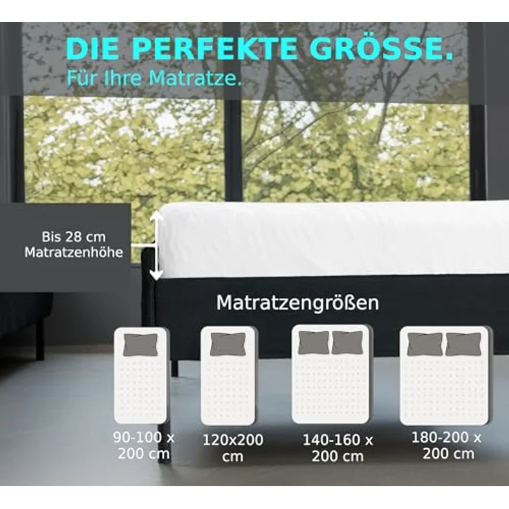 MALIKA® Premium warme Spannbettlaken Cashmere-Touch Bettlaken Jersey Fleece Spannbetttuch Laken, Farbe:Weiss, Größe:120x200 cm – Bild 7