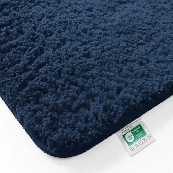 casa pura Badematte Sky Soft, weicher flauschiger Badezimmerteppich in Shaggy Optik, rutschfest und waschbar, 80x150 cm, blau – Bild 3