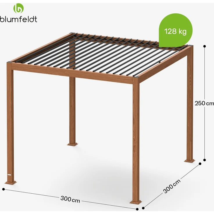 Blumfeldt Pergola 3x3 m - Verstellbares Lamellendach, UV-Schutz, Aluminium-Rahmen, Rostfrei, Wetterfest, Ideal Für Terrasse & Garten, Ganzjährig Nutzbar – Bild 7