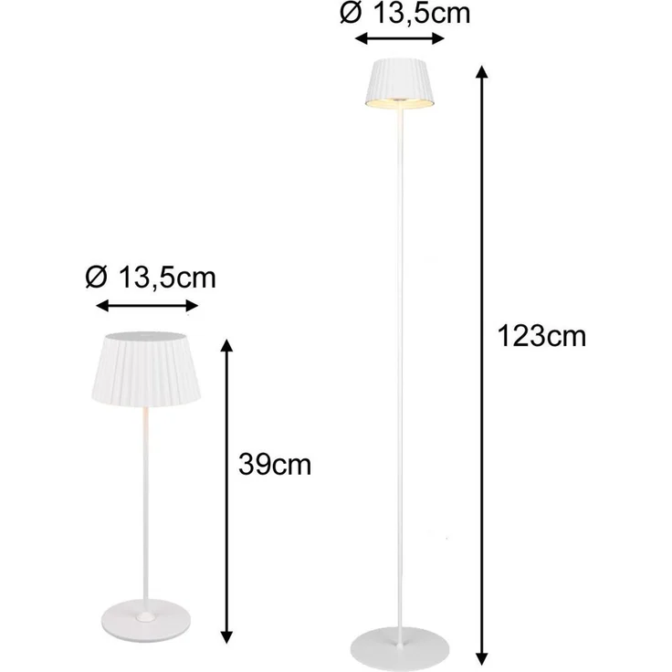 SET: Kleine Akku Stehlampe 123cm & Tischlampe 39cm für Outdoor kabellos Weiß – Bild 4
