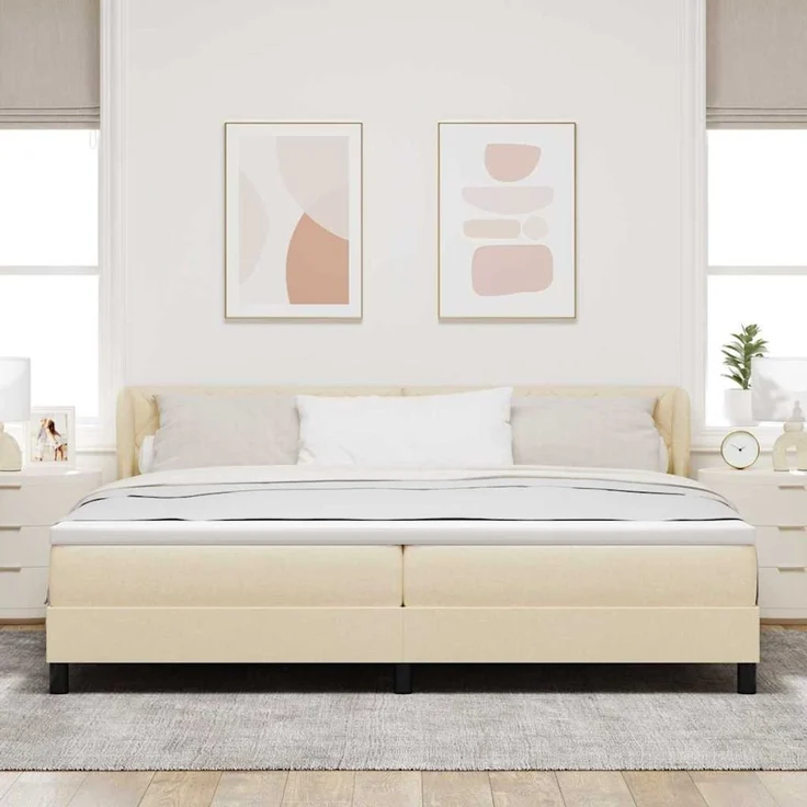 vidaXL Boxspringbett mit Kopfteil Creme 200 x 200 cm Stoff 3340113 – Bild 3