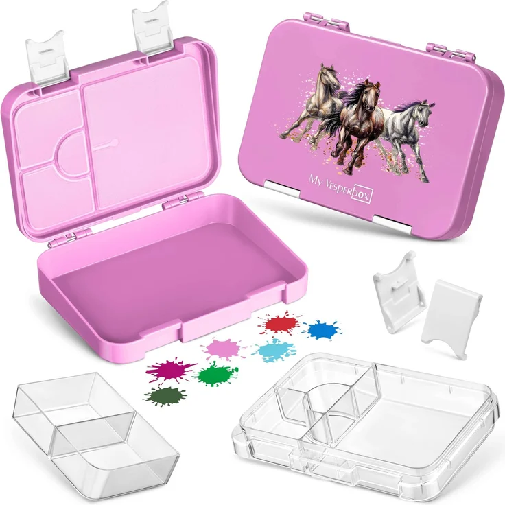 My Vesperbox® Brotdose für Kinder mit Fächern [LEN] - Lunchbox mit Trennfächern - Bento Box - Jausenbox - Brotzeitbox für Schule & Kindergarten - Vesperdose für Jungen & Mädchen