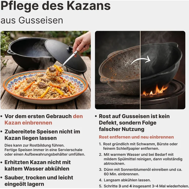 Ø36 Uchag 2mm Stahl Utschak Campingofen 10L Kazan Kasan Feuerstelle Feldküche Außenküche Eintopfofen Gulaschkanone – Bild 9