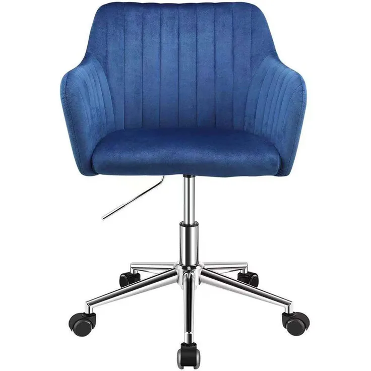 SVITA Bürostuhl höhenverstellbar Samtbezug Schreibtischstuhl Drehstuhl Blau