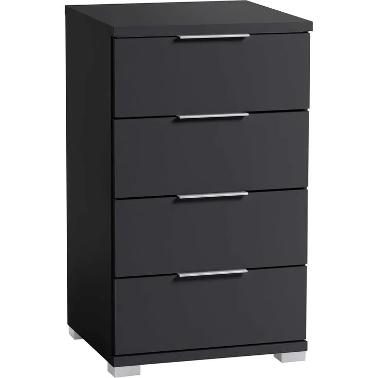 Universal Nachttisch mit vier Schubladen, 79 x 42 x 46 cm,  Schwarz