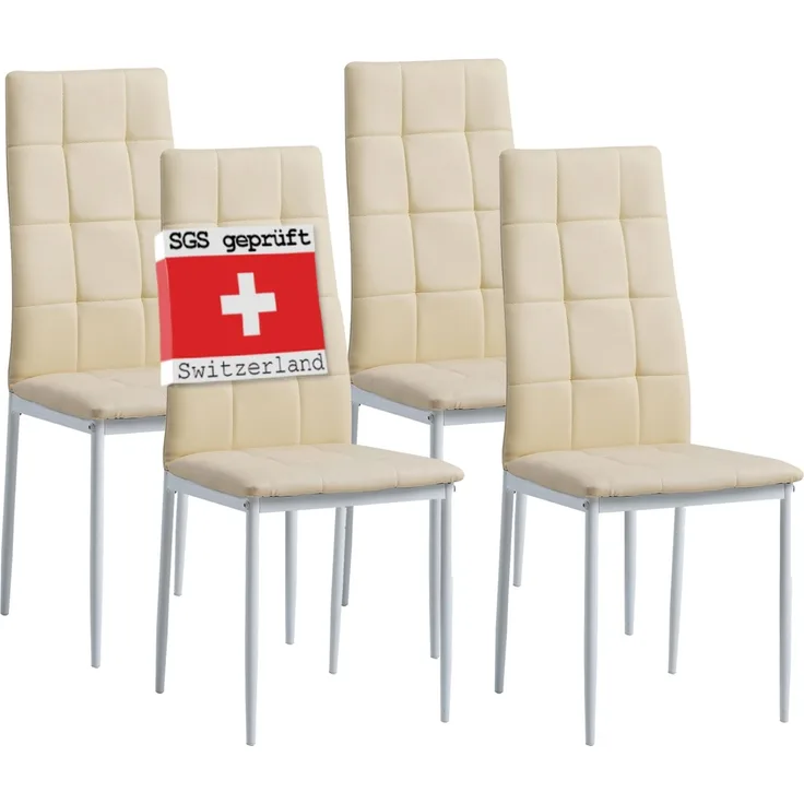 Albatros Esszimmerstühle RIMINI 4er Set, Beige - Edles Italienisches Design, Polsterstuhl Kunstleder-Bezug, Modern und Stilvoll am Esstisch - Küchenstuhl Stuhl Esszimmer hohe Belastbarkeit