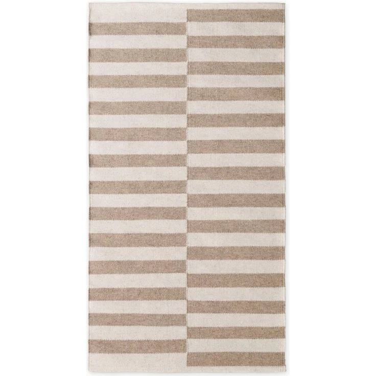 Hanse Home Wollteppich Vika - Natur Wohnzimmerteppich - Handgewebt & Umweltfreundlich - Streifen Design Wolle Modern für Wohnzimmer, Schlafzimmer, Esszimmer, Flur - Beige Natur Weiß, 80x150cm – Bild 2