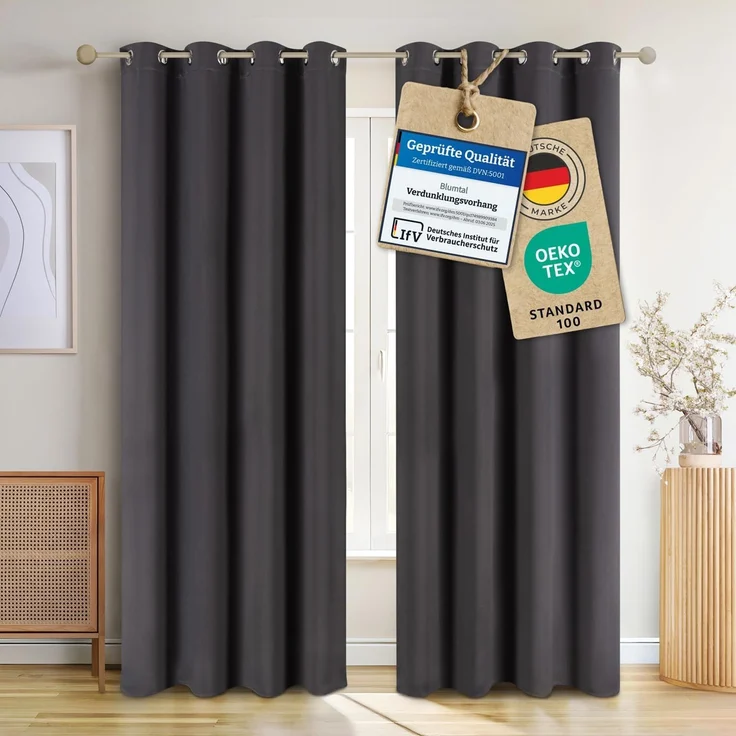 Blumtal Verdunkelungsvorhang 2er-Set Gardinen Wärmeisolierend Blickdicht, Ösen (2 St), verdunkelnd, mit Ösen