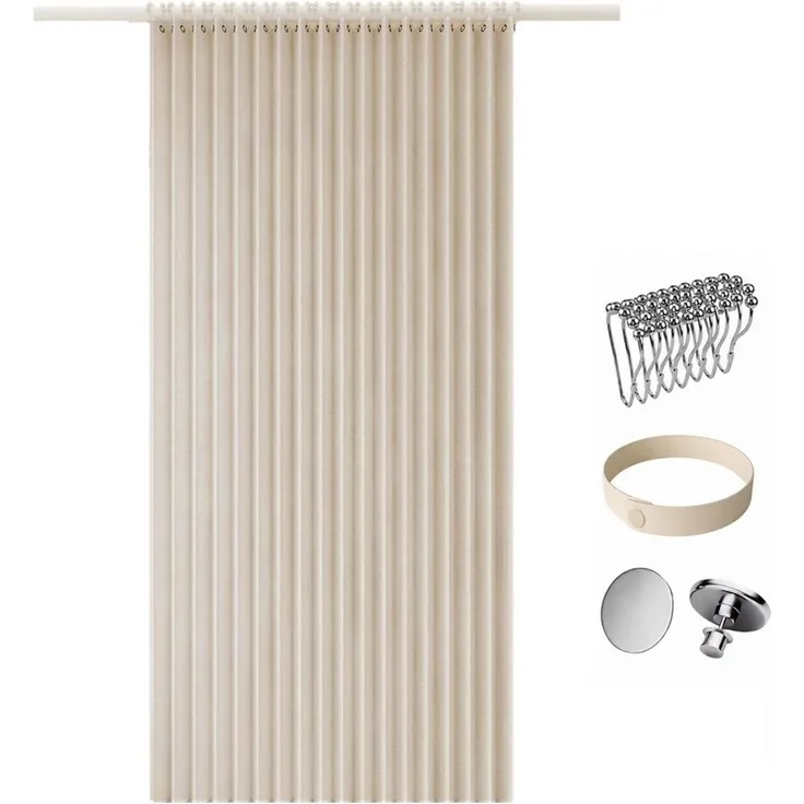 Zyronn Duschvorhang Magnet Duschvorhang Leinenoptik – Wasserabweisend, Faltbar Breite 150 cm (1-tlg), Raumteiler für Badezimmer, Dusche & Schlafzimmer