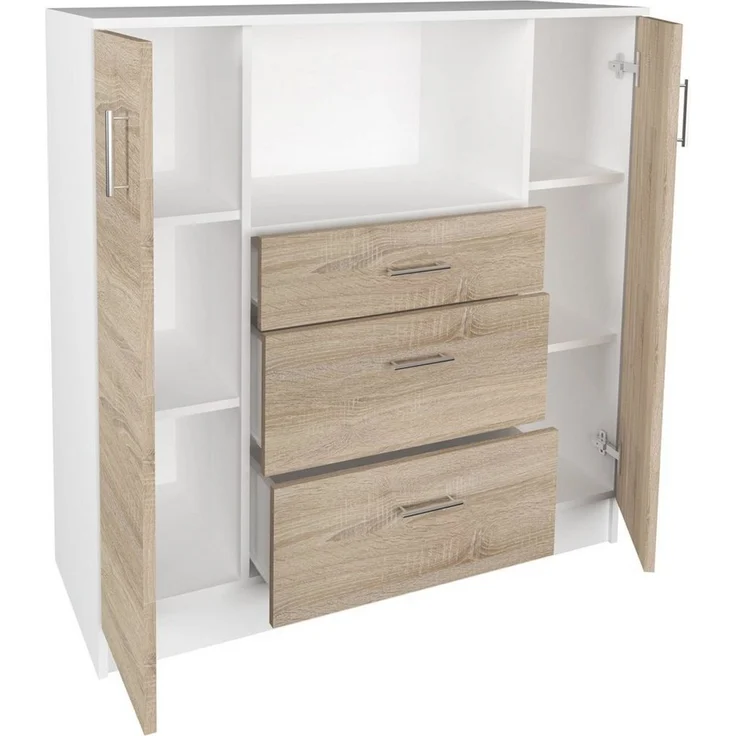 VCM Küchenmöbel Unterschrank Esilo 919420 Weiß / Sonoma-Eiche H. 110 x B. 109 x T. 40 cm – Bild 2