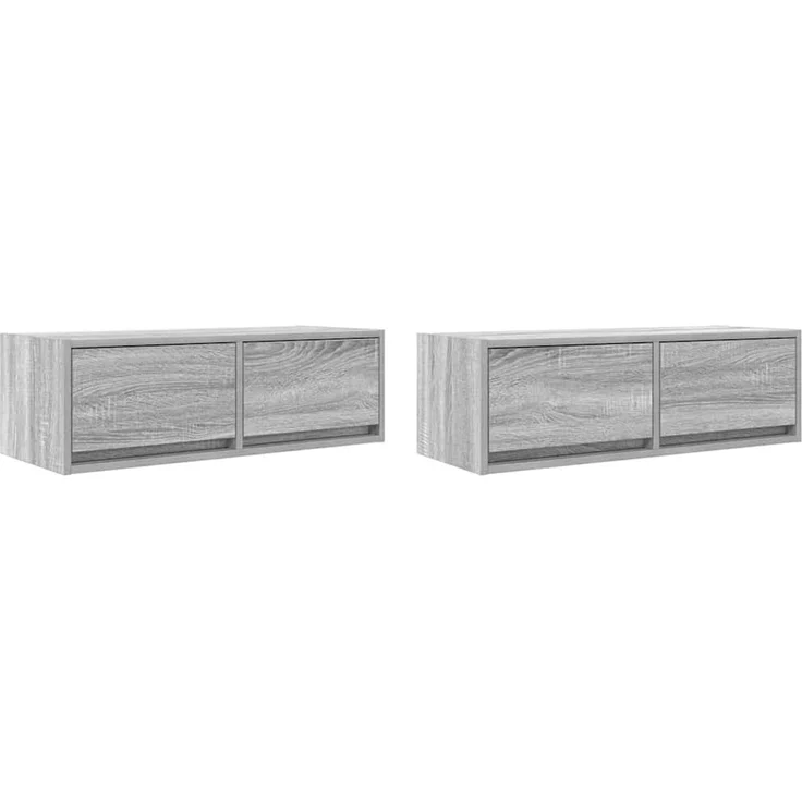 2 pcs TV-Schrank, Lowboard Grau Sonoma 80x31x25,5 cm Holzwerkstoff – Bild 2