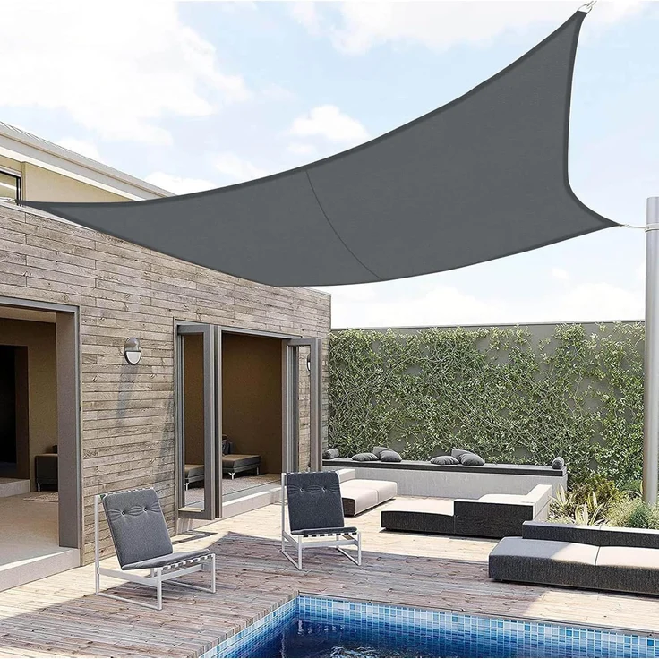 SUNNY GUARD Sonnensegel Rechteckig 5x6 m Wasserdicht Sonnenschutz Wetterschutz Segel Baldachin UV Schutz für Balkon Terrasse Garten, Grau Anthrazit – Bild 2
