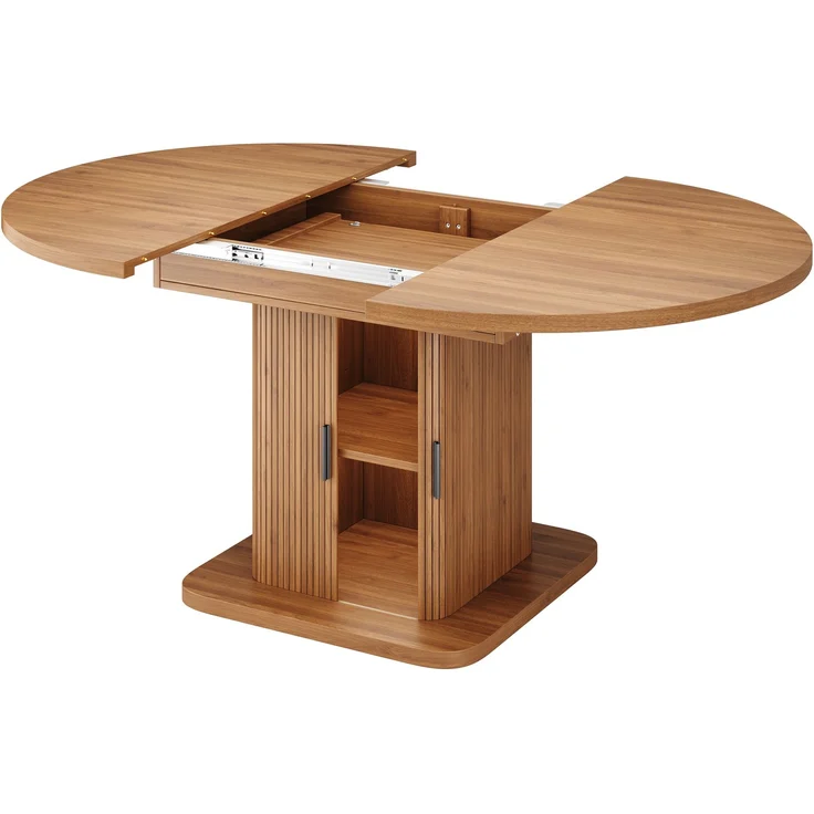 Esstisch ausziehbar, B 110–149,8 x T 110 x H 75 cm, MDF in Nussbaumoptik mit Stauraum – Bild 6