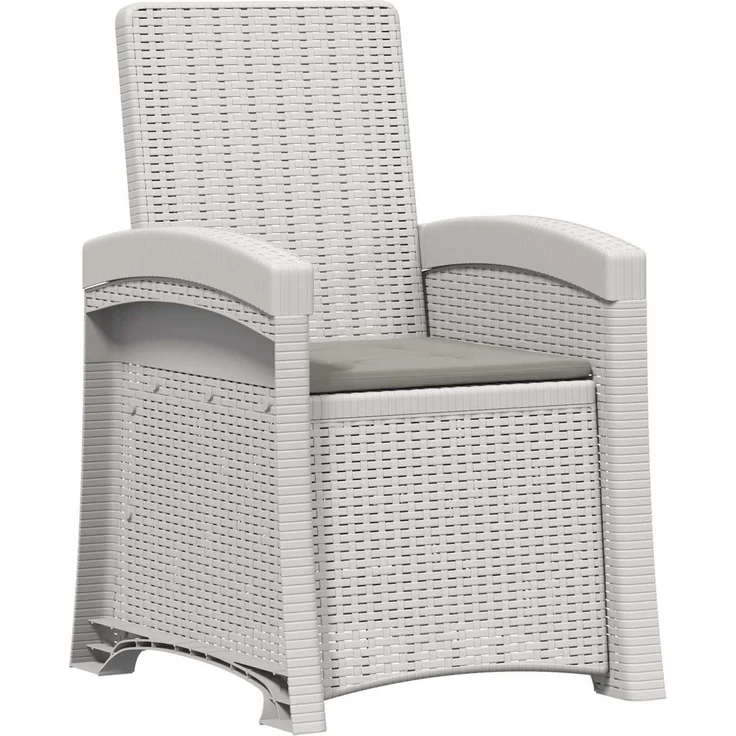 vidaXL Liegesessel Garten Rattan-Optik 2 Stk. Weiß und Hellgrau PP 8012027 – Bild 4