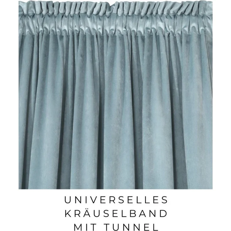 Eurofirany Vorhang VELVET (2 St), Kräuselband, blickdicht, Samt, 2er-Set Vorhang aus Velvet, mit mittlerem Verdunkelungsgrad, Tunnelzug – Bild 4