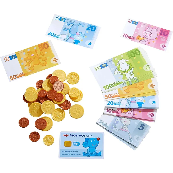 HABA 304131 - HABA-Kaufladen-Spielgeld, Kaufladenzubehör mit Geldscheinen aus robustem Papier, Spielzeug ab 3 Jahren