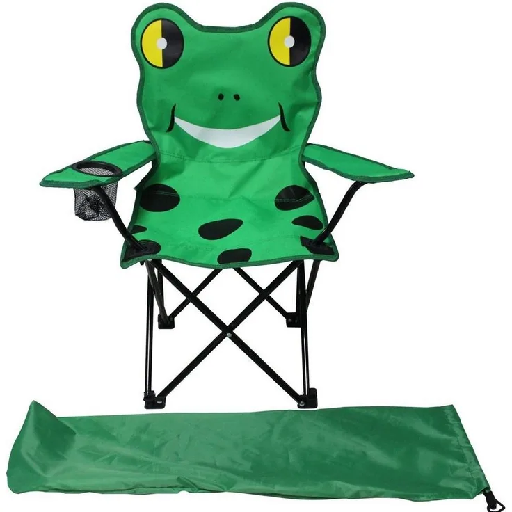 Kinder Anglersessel Campingstuhl Getränkehalter + Tasche Motiv Frosch