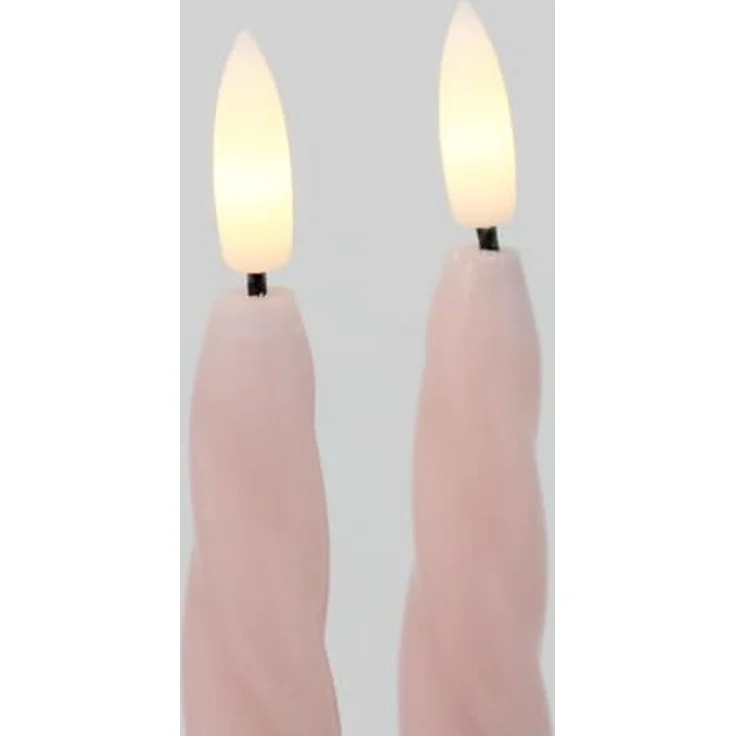 LED Kerzen Flamme Shine 2er Set Wachs rosa warmweiß H 245cm Ø 21cm – Bild 3