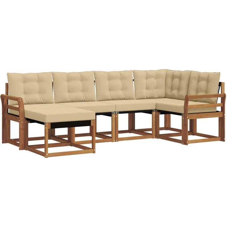 vidaXL Outdoor-Sofagarnitur 6 stk. 6-Sitzer Natur und Beige 3368836 – Bild 2