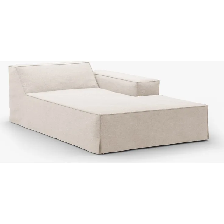 Micadoni Recamiere Jodie 1-Sitzer Strukturierter Stoff Lins Beige Rechts