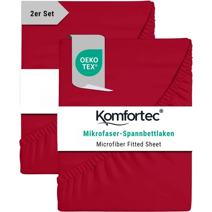Komfortec Spannbettlaken Boxspringbett bis 15cm - 30cm Matratzenhöhe, Mikrofaser, Gummizug: Rundum, (2 Stück) – Bild 1