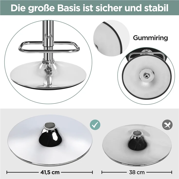 Yaheetech 2er-Set Barhocker mit Fußstütze, Drehbar & Höhenverstellbar, Schwarz – Bild 9