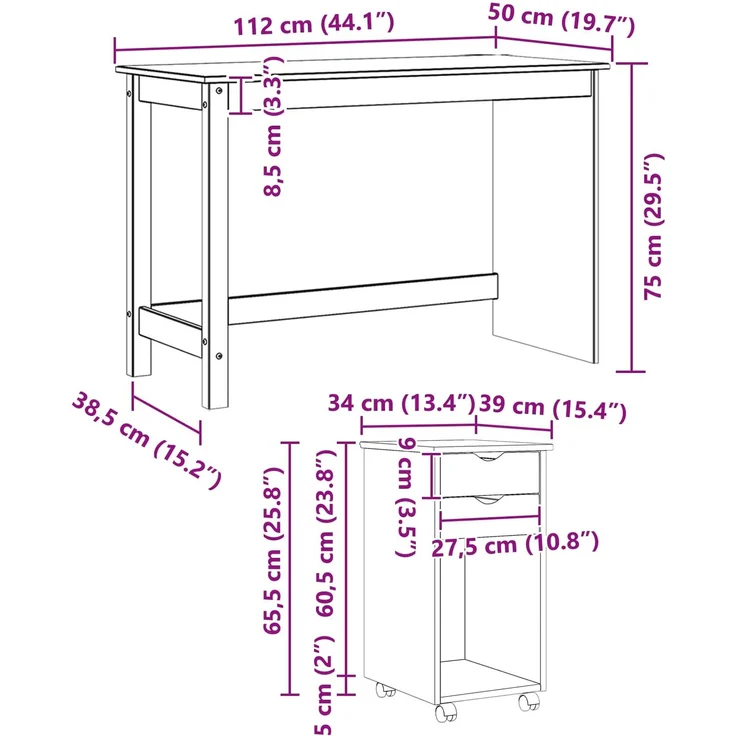 vidaXL Schreibtischschrank-Set MOSS 2 stk. Honigbraun 112 x 50 x 75 cm 3438775 – Bild 11