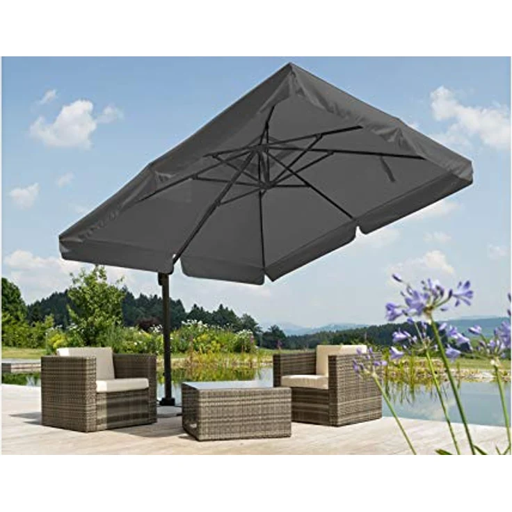 Sonnenschirm Rhodos 300x300/8 quadratisch, ca. 300 x 300 cm anthrazit – Bild 9