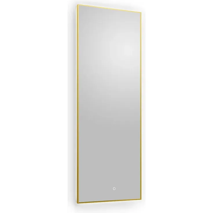 Vente-unique - Rechteckiger beleuchteter Badspiegel mit Beschlagschutz und Touchschalter - Goldener Rahmen - 50 x 150 cm - ORINELIA