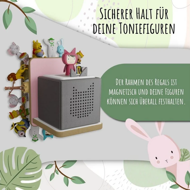 Holzura Kinderregal Holzura Regal für Toniebox Tonieregal für Toniefiguren und Ladestation – Bild 2
