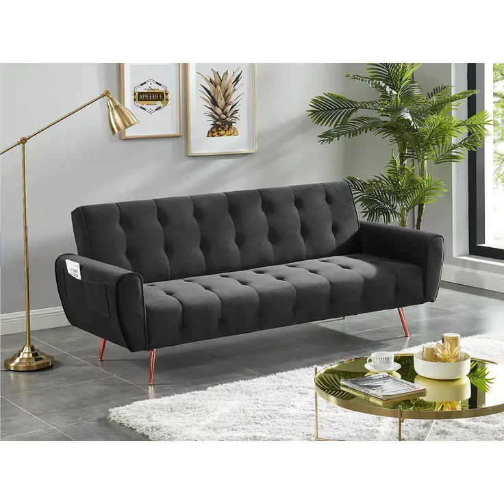 Klappsofa 3-Sitzer Samt POLANI - Anthrazit
