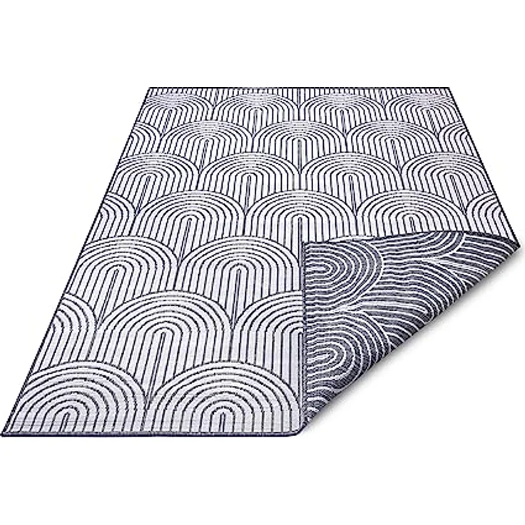 Hanse Home Pangli Outdoor Teppich Wetterfest – Wendeteppich Skandinavischer Boho Style Wasserfest Einfarbig Geometrisch 3D-Effekt für Garten, Balkon, Terrasse, Wohnzimmer – Silber, 240x330cm – Bild 10