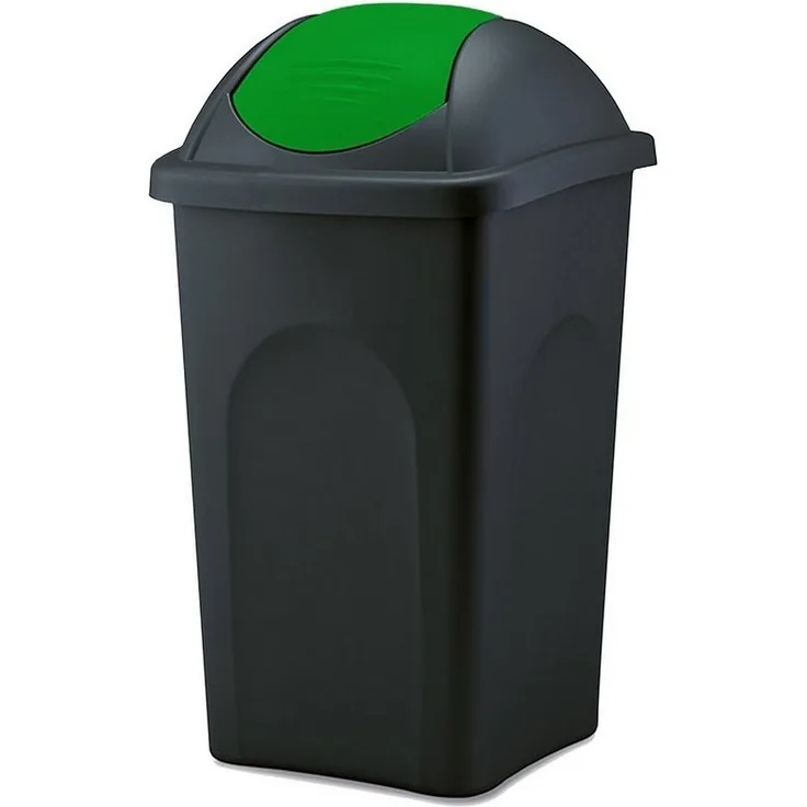 BigDean Mülleimer 60 L XL schwarz Grün Schwingdeckel Müllsammler Abfalleimer Mülltonn