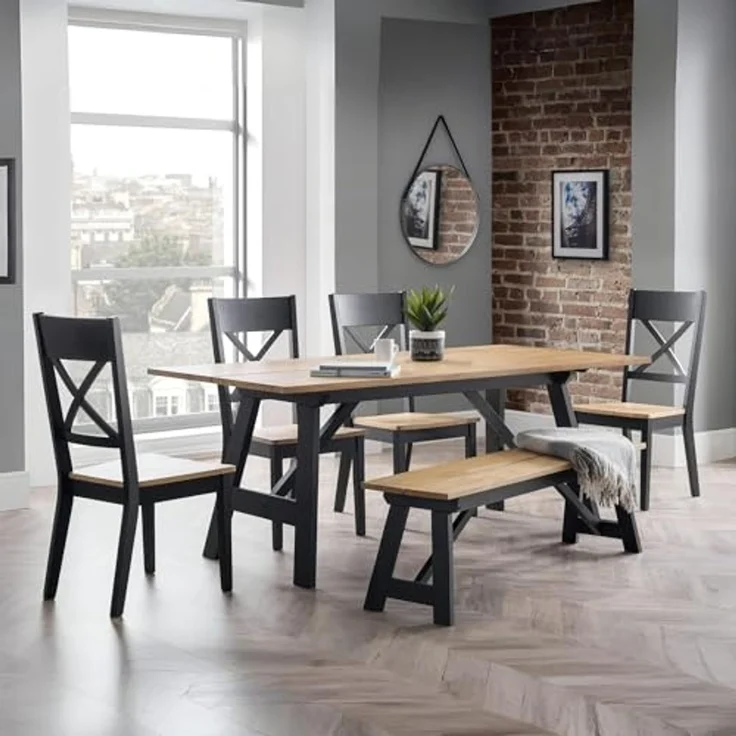 Julian Bowen Hockley Esstisch, Schwarz/Eiche – Bild 2