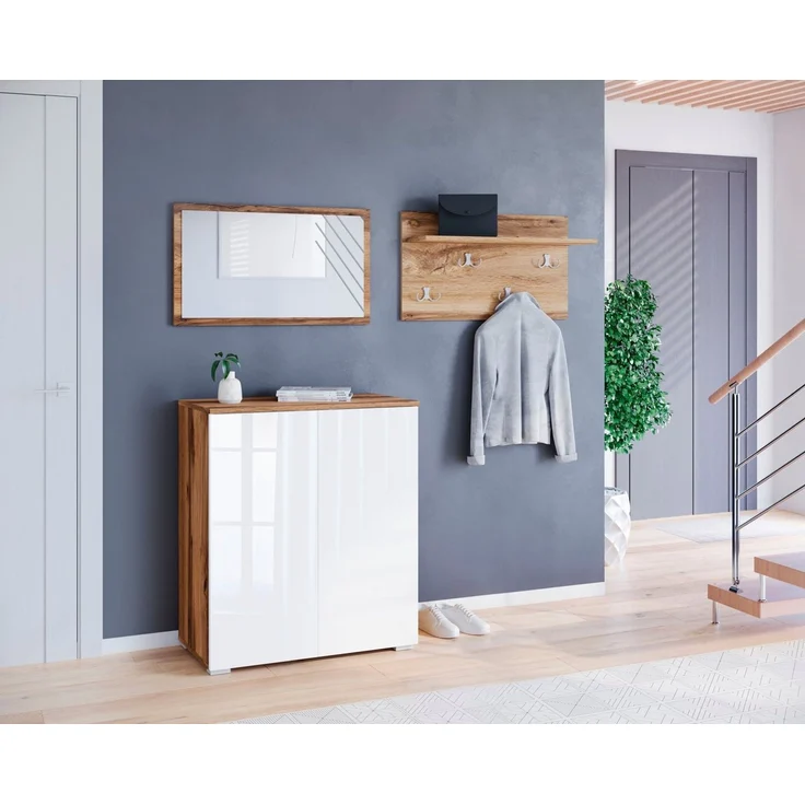 INOSIGN Garderoben-Set PARIS/ TOKYO, (Komplett-Set, 3-St), Kompaktgarderobe Breite 150cm mit Spiegel für Ihren Eingangsbereich