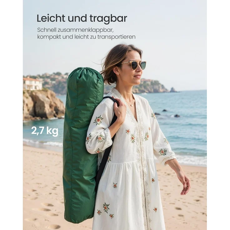 Campingstuhl, klappbarer Strandstuhl, Klappstuhl mit Tragetasche, bis 150 kg belastbar, aus robustem Oxford-Gewebe, für Angeln, Garten und Camping, Grün, GCB61GV1 – Bild 5