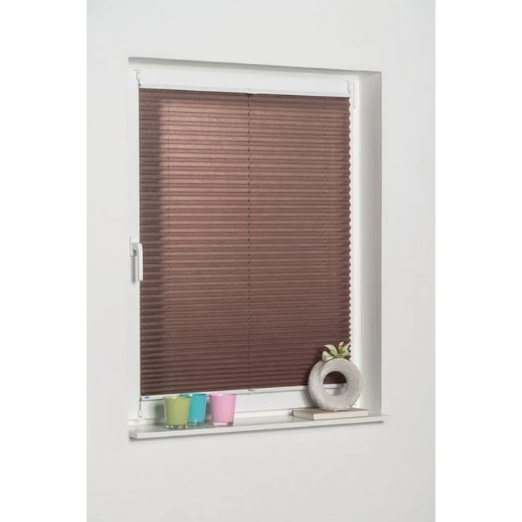 K-home Klemmfix-Plissee Palma 100x210 cm (B x L) Mokka Lichtschutz +++ Moderne Crushed Optik +++ – Bild 4