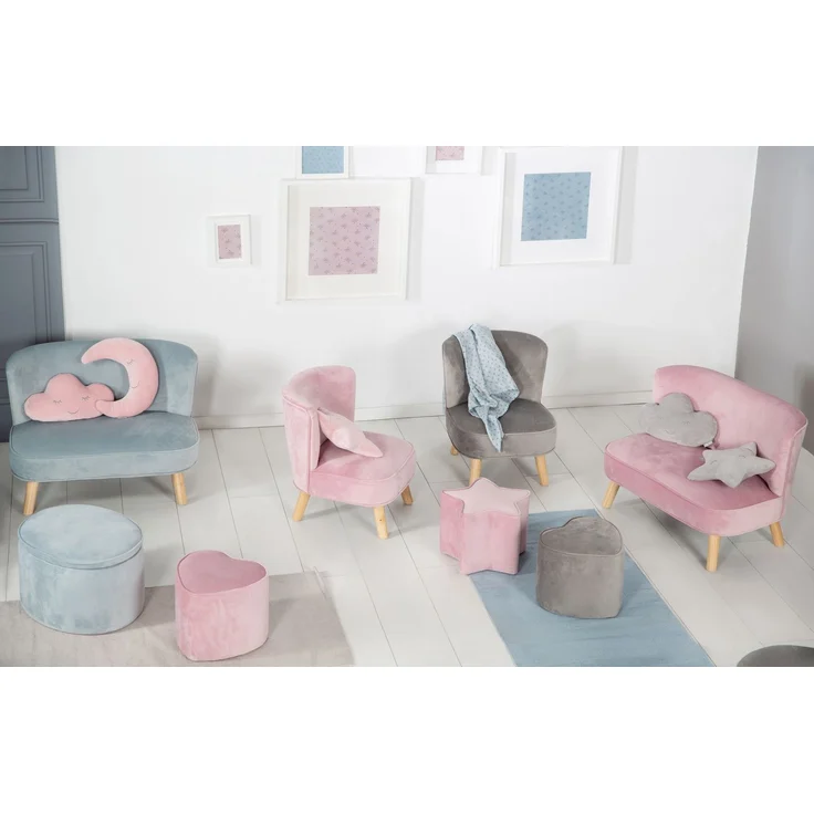 roba Kinderhocker 'Lil Sofa' in Herzform - Samtstoff - Mauve – Bild 5
