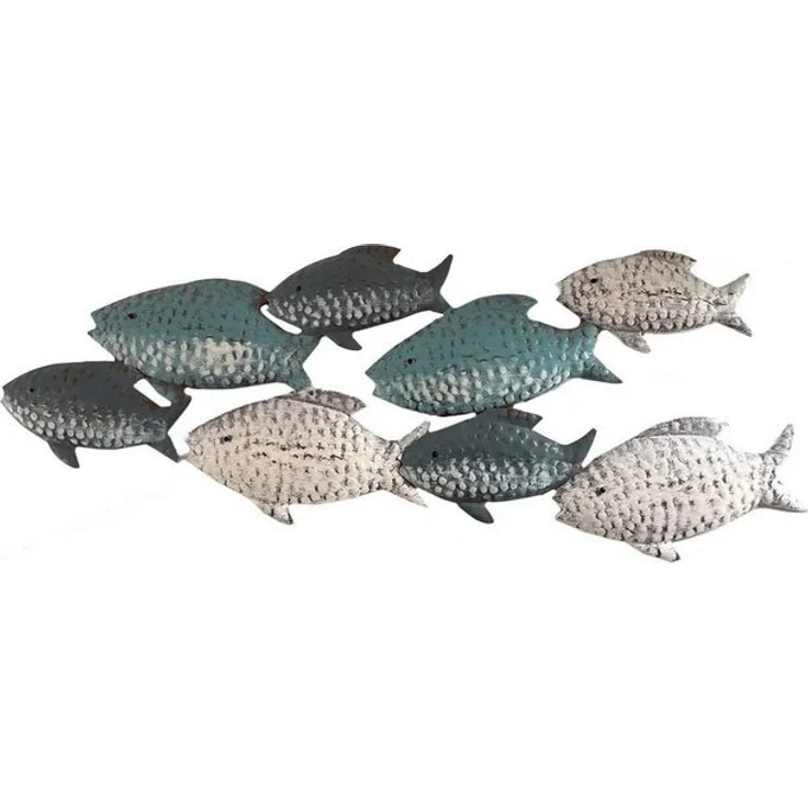 LB H&F Lilienburg Wanddekoobjekt Wanddeko Wandobjekekt Bad Badezimmer Fische Metall Fisch (tierfigur schwarm schwarmfisch familie maritimes Design deko-wandbild modern eisen wandhänger schlafzimmer vintage blau weiss meer ozean see wandfigur dekofigur,... – Bild 4