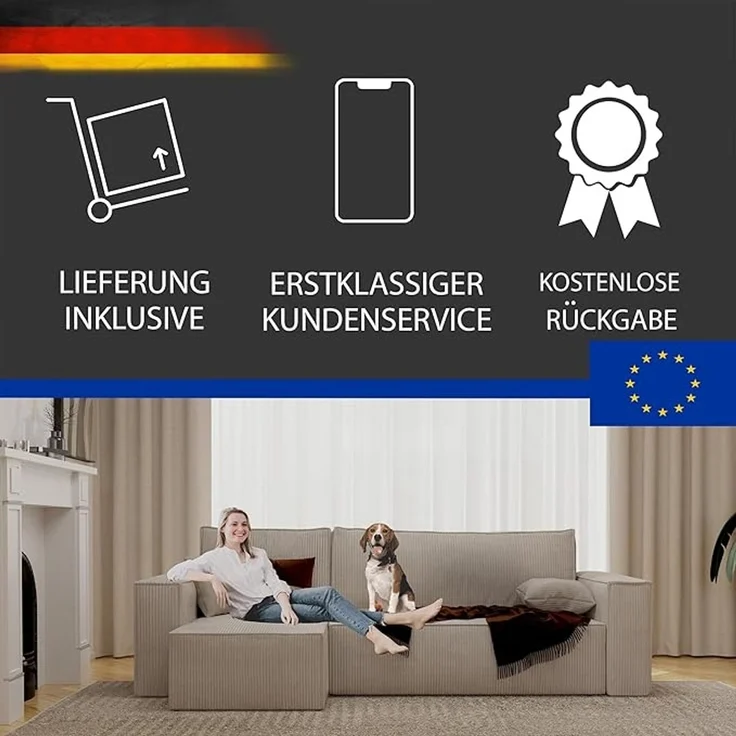 Ecksofa (Schlafsofa) mit Schlaffunktion und Stauraum – Bild 4
