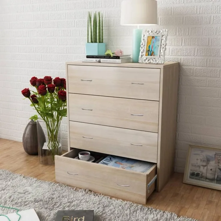vidaXL Kommode mit 4 Schubladen 60×30,5×71 cm Eichenbraun 242544
