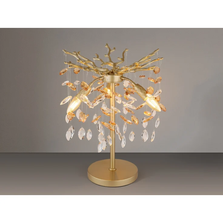 Ausgefallene LED Tischlampe Gold mit Glas Kristall 2-farbig, Höhe 50cm – Bild 1