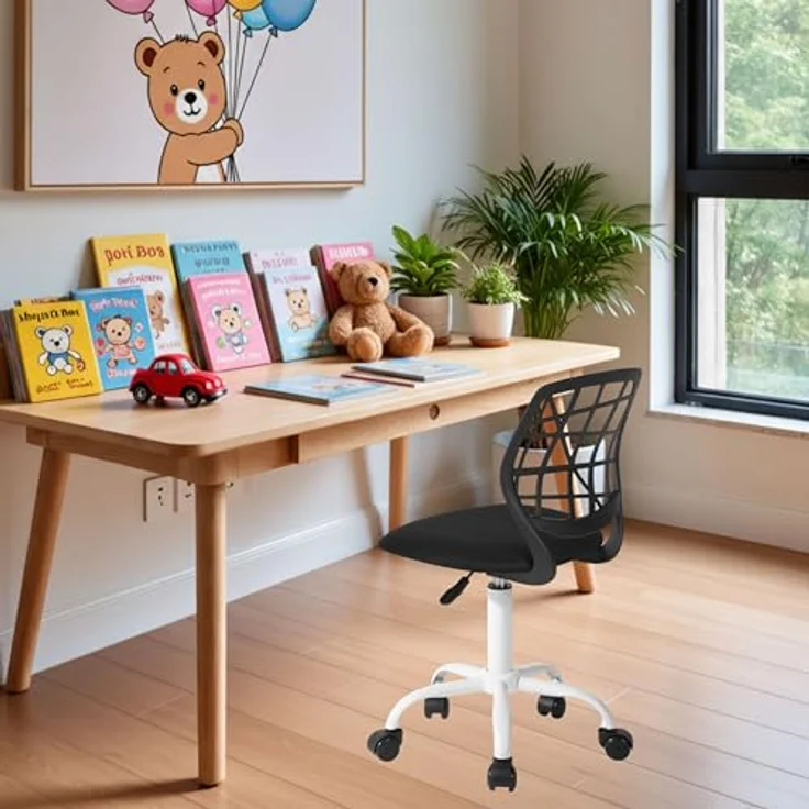 FurnitureR Kinderstuhl höhenverstellbar für Schreibtisch, ergonomischer bunter Jugendstuhl mit Rückenlehne & Armlehnen, Drehstuhl mit 5 Rollen, für Kinder 3–10 Jahre, bis 100 kg belastbar – Bild 2