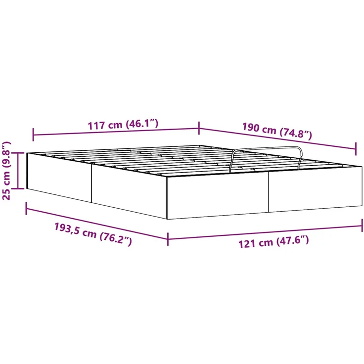 vidaXL Ottoman Bettgestell mit Stauraum Weiß 120x190 cm 3418775 – Bild 11